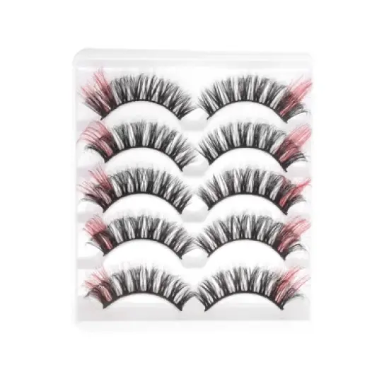Unique Bargains 3D Curly Mixed Color False Eyelashes 5 Pair image {8}