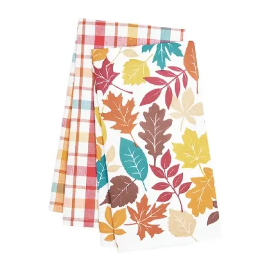 C&F Home Fall Leaves & Plaid Printed & Woven Kitchen Towel Set of 2 image {3}