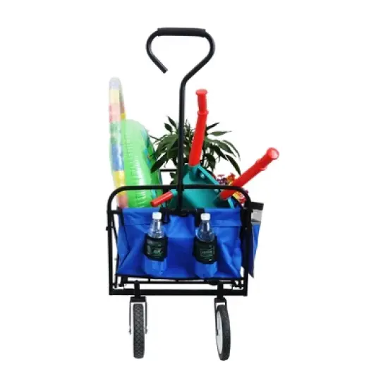 Folding Wagon Garden Shopping Beach Cart (Blue) image {2}