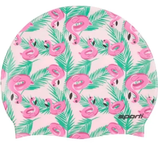 Sporti Flamingo Floaties Silicone Swim Cap image {5}