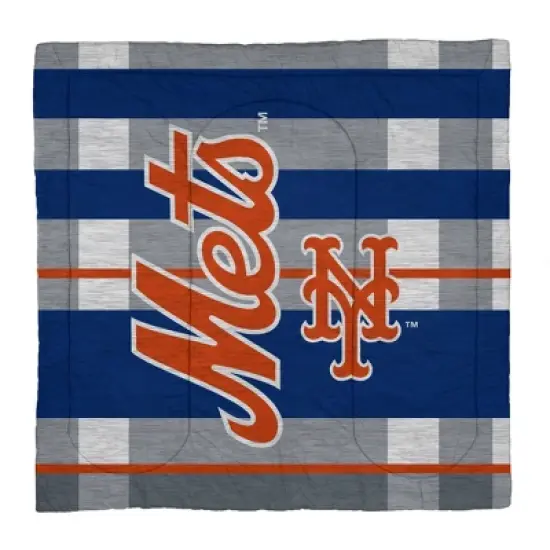 MLB New York Mets Heathered Stripe Queen Bedding Set in a Bag - 3pc image {1}