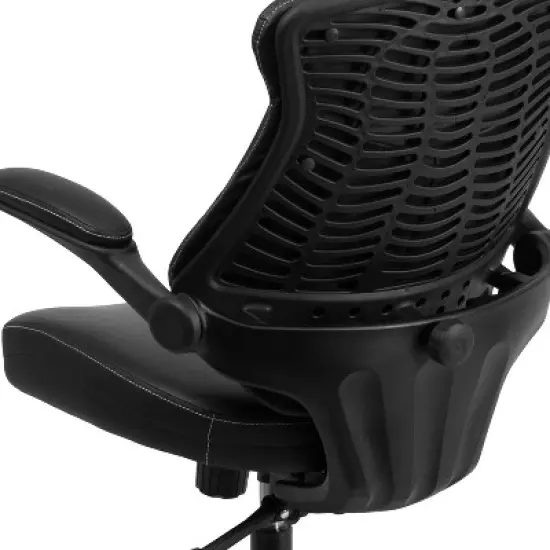 Flash Furniture Kale Mid-Back Black LeatherSoft Executive Swivel Ergonomic Office Chair with Back Angle Adjustment and Flip-Up Arms image {4}