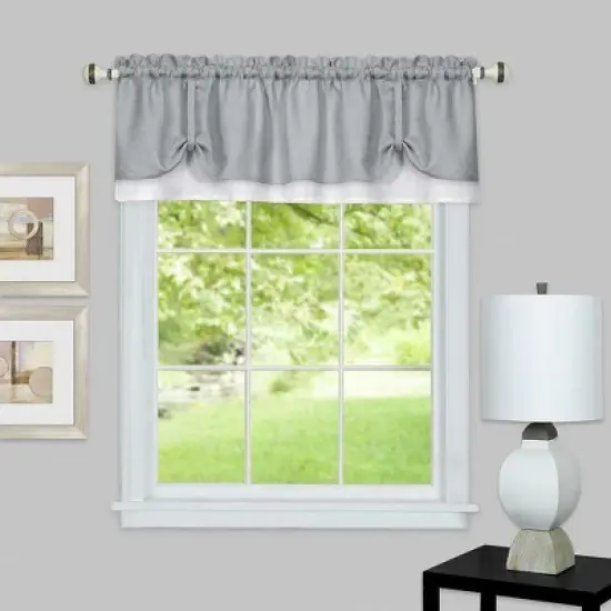 Kate Aurora Country Farmhouse Flax Linen Tie Up Window Valance image {6}