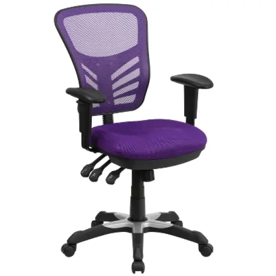 Emma and Oliver Mid-Back Mesh Triple Paddle Swivel Ergonomic Office Chair with Adjustable Arms image {16}