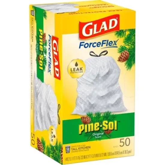 Glad ForceFlex Drawstring Trash Bags - Pinesol - 13 Gallon - 50ct image {3}