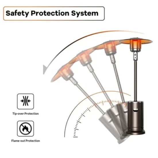 48,000 BTU Propane Patio Heater with Wheels, Round Table Design, Stainless Steel Burner, Tip-Over Protection for Home,  Commercial, Bro image {3}