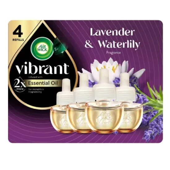 Air Wick Vibrant Plug-in Scented Oil Air Freshener Refills - Lavender & Waterlily - 4pk image {9}