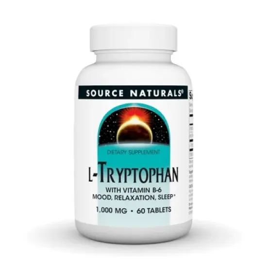 L-Tryptophan with Vitamin B-6 1000 mg by Source Naturals, Inc.  -  60 Tablet image {3}