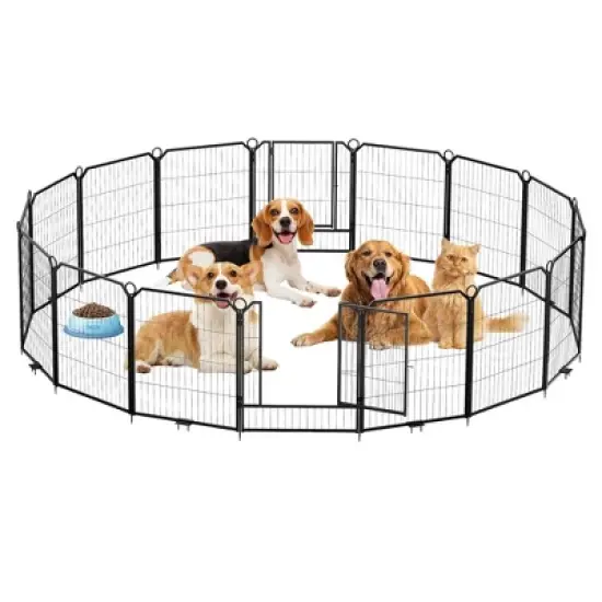 Dog Playpen for Yard, 24/32/40 Inch Metal Dog Fence 8/12/16 Panels for Large/Medium/Small Dogs Indoor & Outdoor image {9}