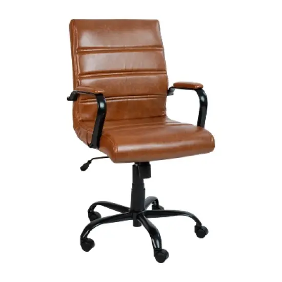 Emma and Oliver Mid-Back Executive Swivel Office Chair with Metal Frame and Arms image {18}