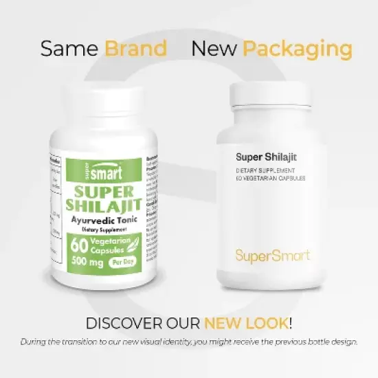 SuperSmart Super Shilajit 500mg per Day - PrimaVie Shilajit Supplement - Himalayan Organic Shilajit | Non-GMO & Gluten Free - 60 Vegetarian Capsules image {1}