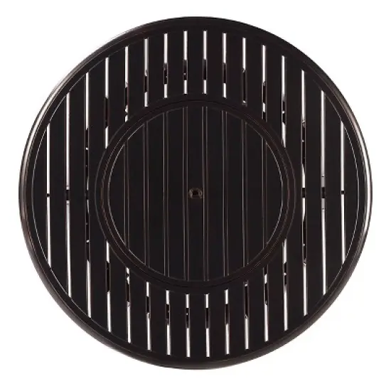 Oakland Living 5pc Deep Seating Swivel Aluminum Outdoor Patio Fire Pit Dining Set with Round Fire Table with Stripe Patterned Lid Copper image {4}