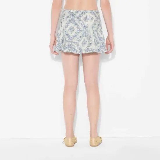 Women's Above Knee Godet Full Skirt - Wild Fable&trade; Blue Floral image {2}