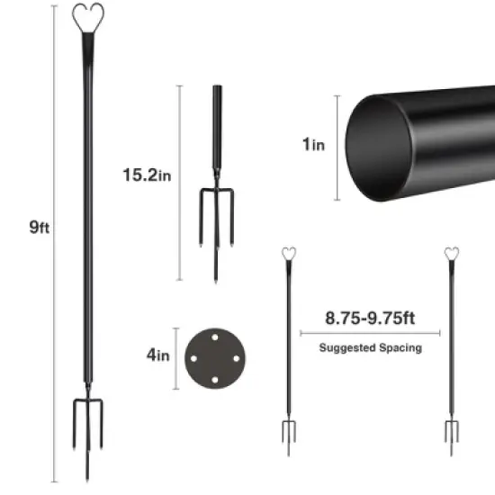 Sandinrayli 8 ft. String Light Pole 25-Light Outdoor Solar Powered LED String Light Set Atmosphere Lighting for Patio Decor (6-Pack) image {9}