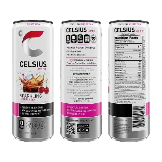 CELSIUS Sparkling Cherry Cola Functional Energy Drink - 12 fl oz Single Can image {1}