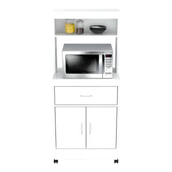 2 Shelves Kitchen Microwave Storage Cabinet White - Inval image {3}