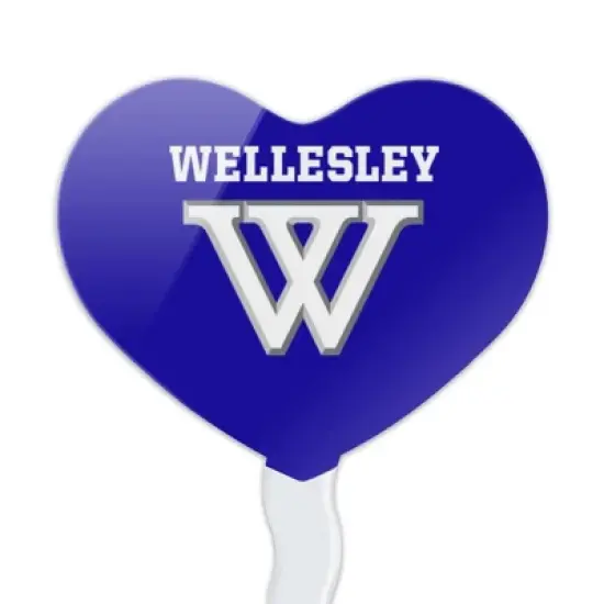 Wellesley College Primary Logo Heart Love Cupcake Picks Toppers Decoration Set of 6 image {1}