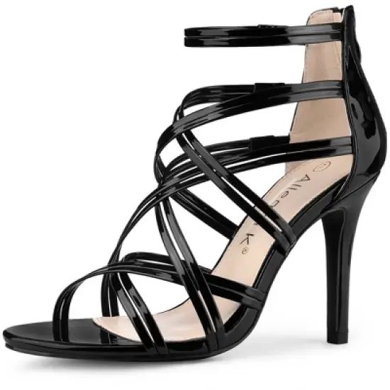 Allegra K Women's Open Toe Strappy Stiletto Heel Lace Up Sandals image {9}