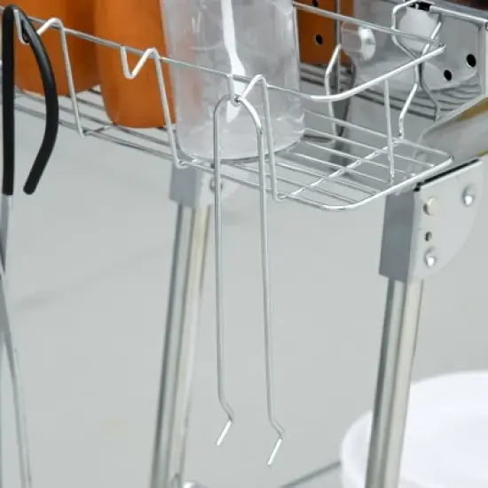 WELLFOR Stainless Steel Portable Charcoal Grill with Rack and Shelves 781093906638 Silver image {4}