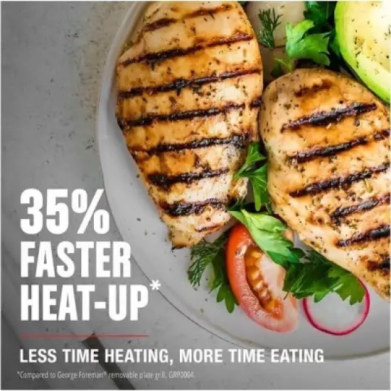 George Foreman 4-Serving Removable Plate Electric Grill and Panini Press, George Tough Non-Stick Coating, Drip Tray Catches Grease, Black image {8}