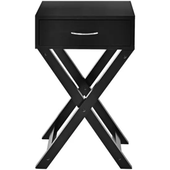 Tangkula 2PCS Modern Versatile Nightstand X-shape Wooden End Table with Drawer Accent Side Table for Bedroom Black/White image {3}