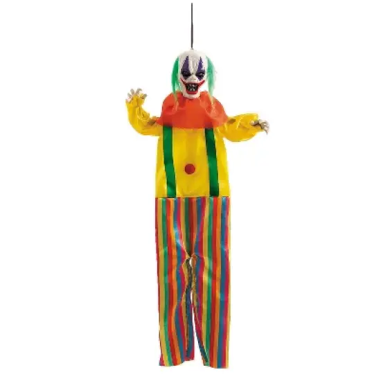 Morris Costumes 19 3/4" Hanging Bright Colors Clown with Green Hair Halloween Decoration image {1}
