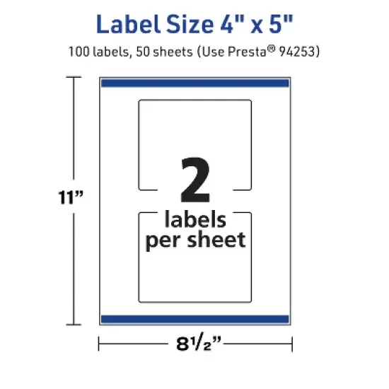 Avery TrueBlock Matte White Paper Labels,  4" x 5" Rectangle image {4}