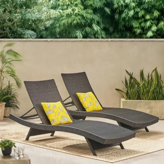 GDFStudio Lakeport Outdoor Wicker Armless Adjustable Chaise Lounges (Set of 2) image {10}
