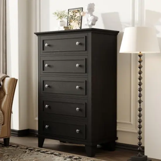 Garvee 5 Drawer Dresser for Bedroom, 48" Tall Wood Dresser & Chests of Drawers, Modern TV Stand Chest Organizer for Living Room image {3}
