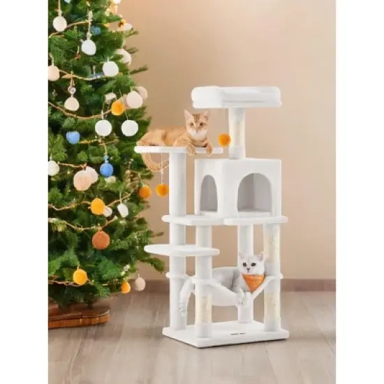 44.1' Cat Tree Tower for Indoor Cats ,Multi-Level Cat Condo Cat Furniture with Scratching Posts, Perches, Hammock, Cave image {8}
