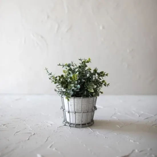 Mini 2-Piece Planter Gray Metal - Foreside Home & Garden image {1}