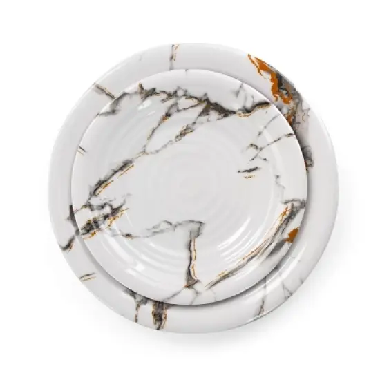 Elama Fine Sculpture 12 Piece Lightweight Melamine Dinnerware Set in White image {10}