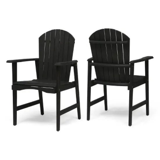 MOEPISY Set of 2 Outdoor Weather Resistant Acacia Wood Adirondack Dining Chairs Dark Gray image {3}