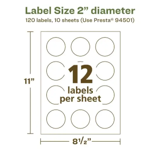 Avery Recycled Matte White Labels,  2" diameter Round image {4}