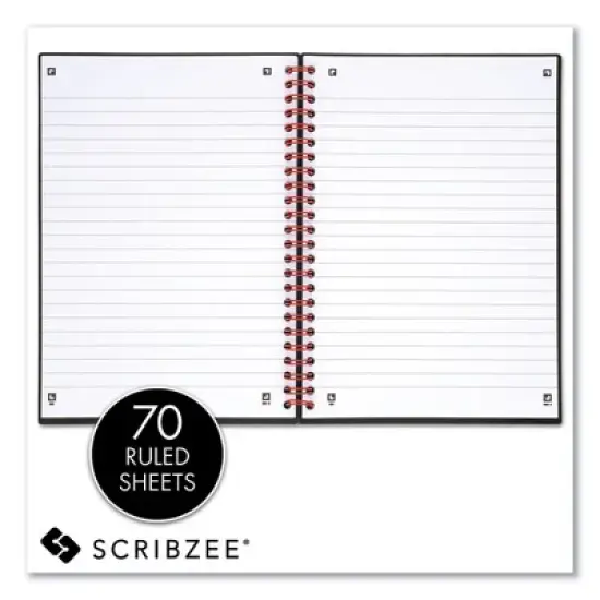 Black n' Red Flexible Cover Twinwire Notebooks, SCRIBZEE Compatible, 1-Subject, Wide/Legal Rule, Black Cover, (70) 8.25 x 5.63 Sheets image {4}