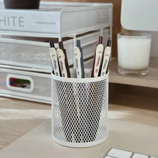 Wrapables Multi-Color Retractable Gel Pen Set (5 pack), 0.5mm Fine Point, for Writing, Journaling, Drawing, Home and Office, Classic image {4}