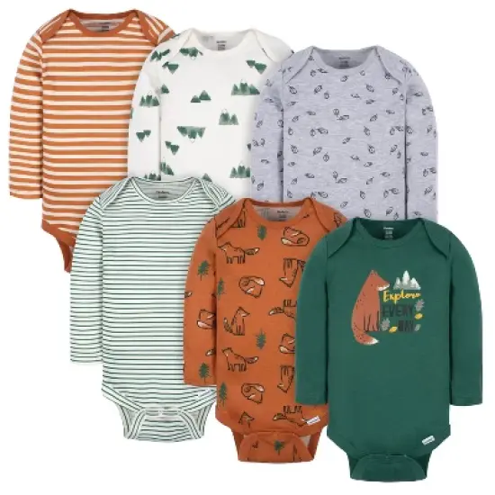 Gerber Baby Boys' Long Sleeve Onesies&reg; Bodysuits, 6-Pack image {9}