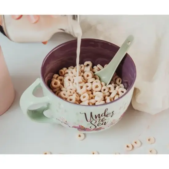 Silver Buffalo Disney The Little Mermaid Ariel Ceramic Soup Mug With Spoon | Holds 24 Ounces image {7}
