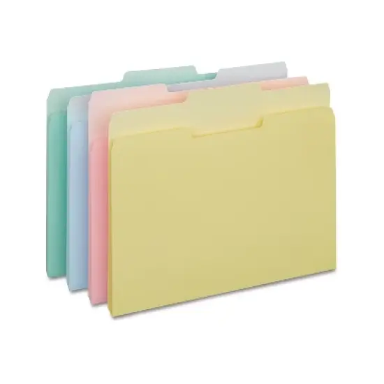Staples Top-Tab File Folders 3-Tab Letter Assorted Pastel Colors 100/BX TR459684/459684 image {9}
