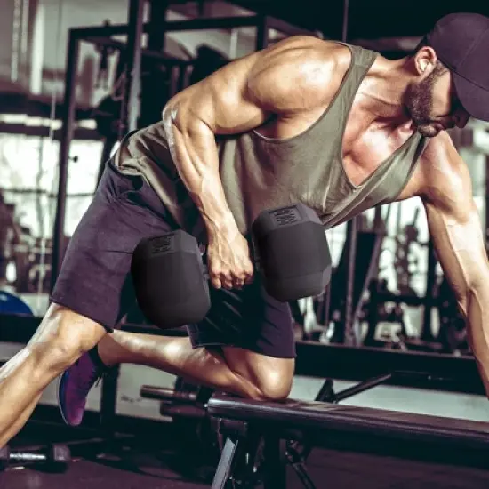 Signature Fitness Hex Single Dumbbell Non-Slip Free Weights Full Body Strength Training Home Gym Workout Equipment Set, 80 Pound, Black image {3}