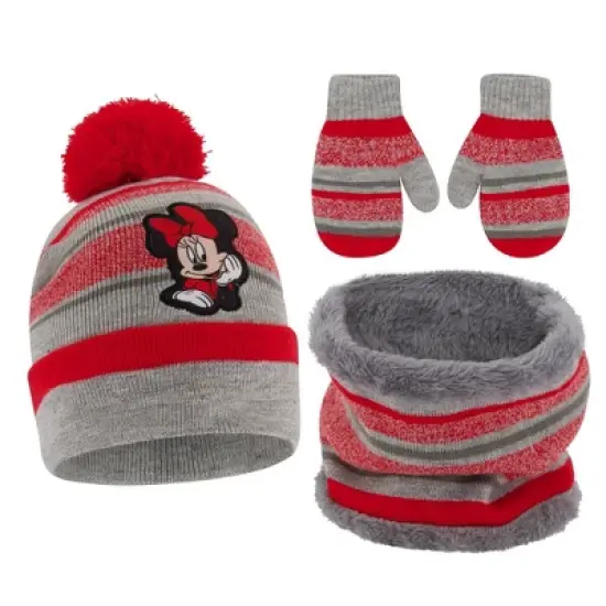 Disney Minnie Mouse Winter Beanie Hat, Scarf & Mittens/Gloves Set, Girls Age 2-7 image {4}