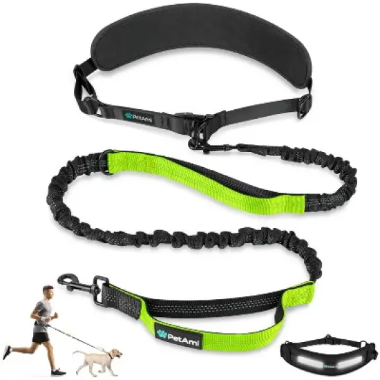 PetAmi Hands Free Dog Leash, Adjustable Waist Belt for Large Dog Walking Up to 125 lbs, Reflective Safety Bungee Running Hiking Jogging Biking image {8}