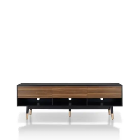 Vanore Mid-Century 3 Drawer TV Stand for TVs up to 80" Black - HOMES: Inside + Out image {4}