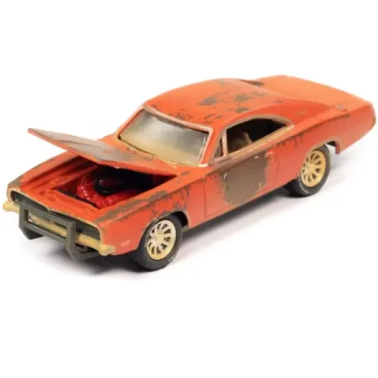 1969 Dodge Charger R/T Orange (Unrestored) "Barn Finds" 1/64 Diecast Model Car by Johnny Lightning image {2}