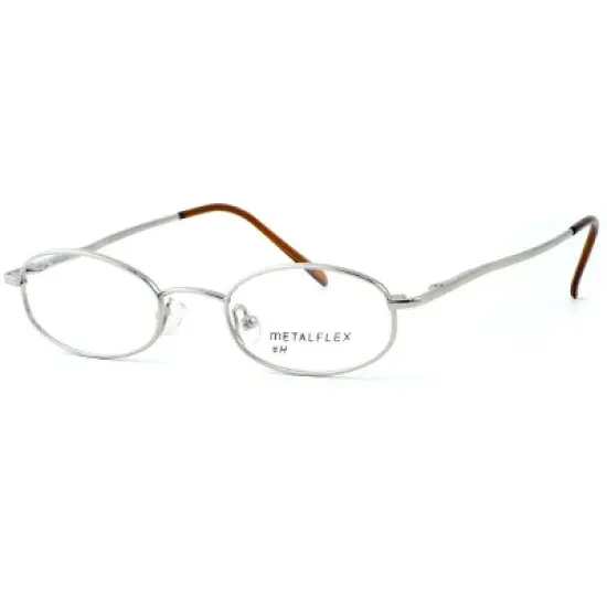 Metal Flex by Vivid H Designer Blue Light FIlter Reading Glasses in Shiny Chrome Silver 42mm +1.50 | Ladies | Oval Shape | X-Small Fit image {1}