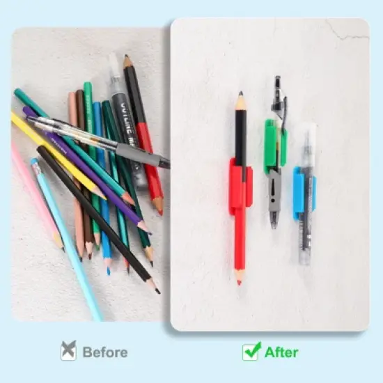 Unique Bargains Silicone Adhesive Backing Waterproof Classroom Desk Pen Holder 30 Pcs image {3}