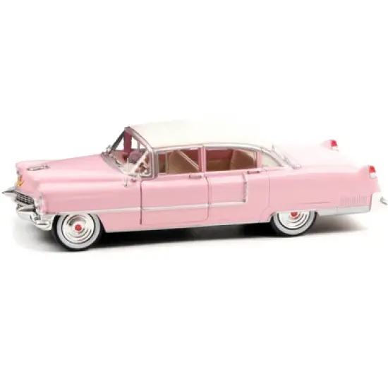 1955 Cadillac Fleetwood Series 60 Pink with White Top 1/24 Diecast Model Car by Greenlight image {1}
