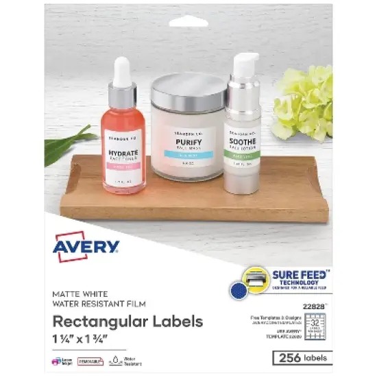 Avery Removable Rectangle Labels w/TrueBlock Technology 1 1/4 x 1 3/4 Glossy 256/PK 22828 image {8}