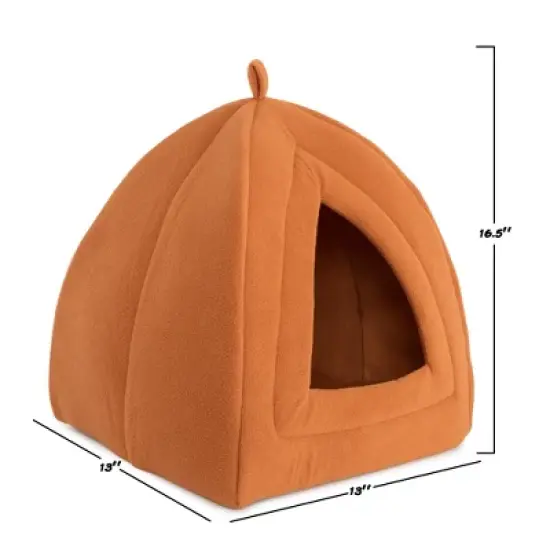 Trademark Global Petmaker Cozy Kitty Tent Igloo Plush Cat Bed - Brown image {2}