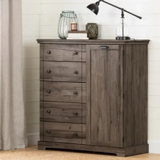 Avilla Door Chest with 5 Drawers Fall Oak - South Shore image {1}